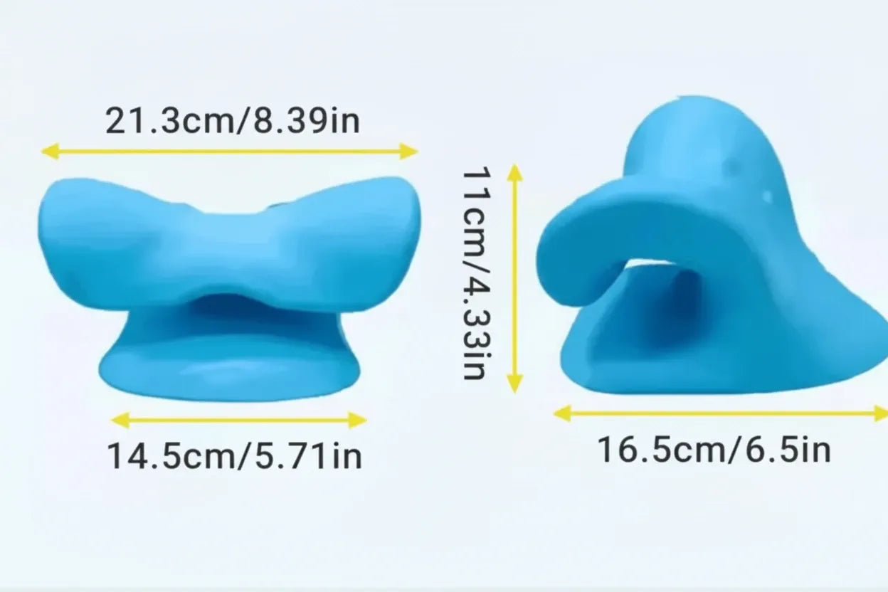 Storleksbild för kiropraktisk nackkudde med mått i centimeter.