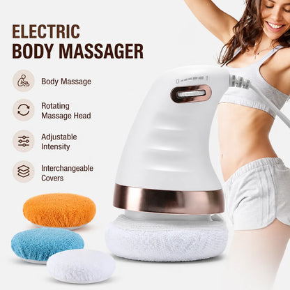 Cellulit massage maskin med roterande massagehuvud, justerbar intensitet och utbytbara överdrag.