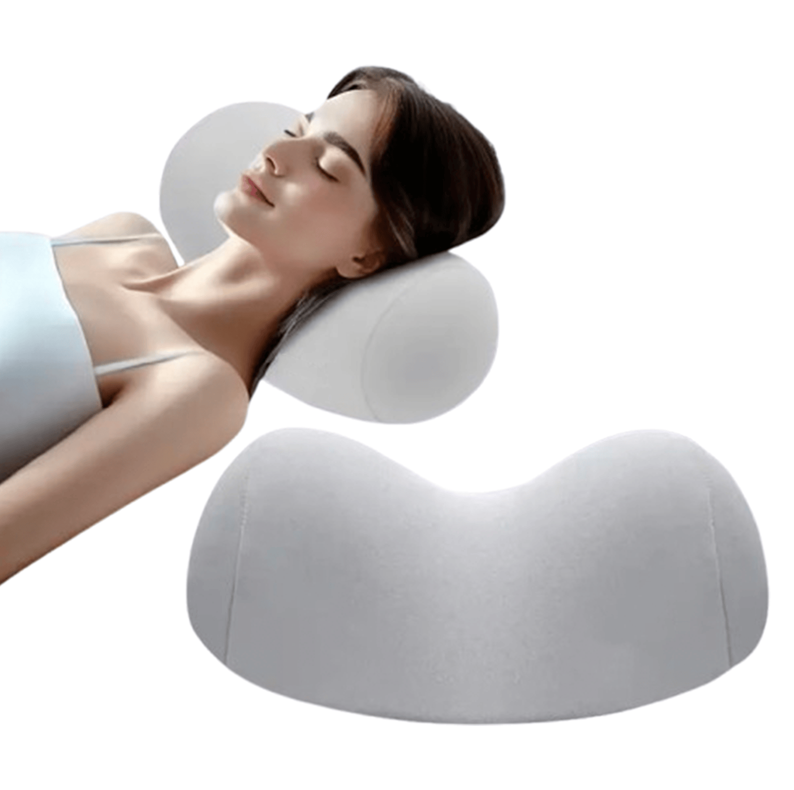 Ergonomisk nackkudde som ger stöd åt nacke och axlar vid vila