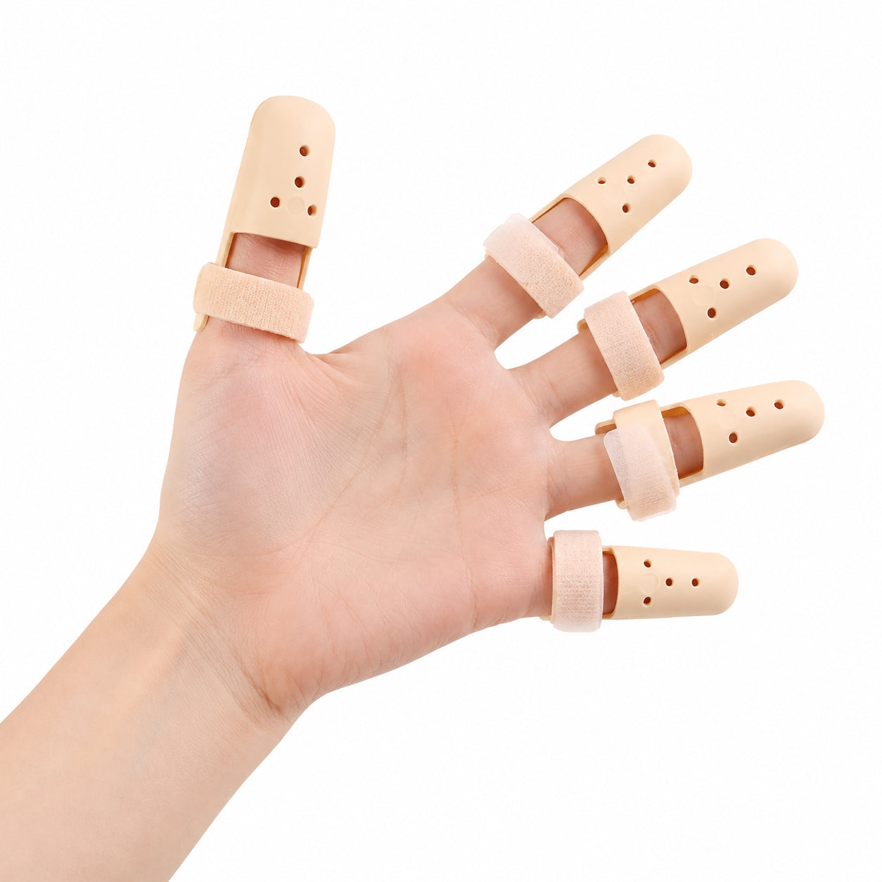 Fingerskena för stabilisering och skydd av skadat finger.