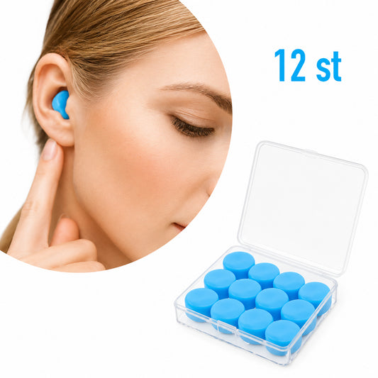 Formbara silikonöronproppar – 12-pack för effektiv bullerdämpning.