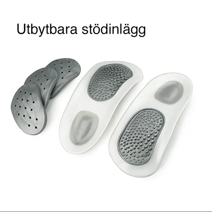 Utbytbara stöddelar för justering av stöd i hålfotsstöd