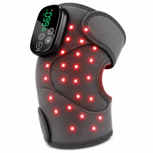 Knämassage med rödljus, vibration och justerbar passform.