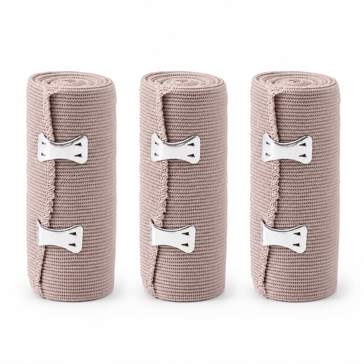 Elastiska kompressionsbandage med metallspännen i 3-pack för justerbart stöd och kompression.