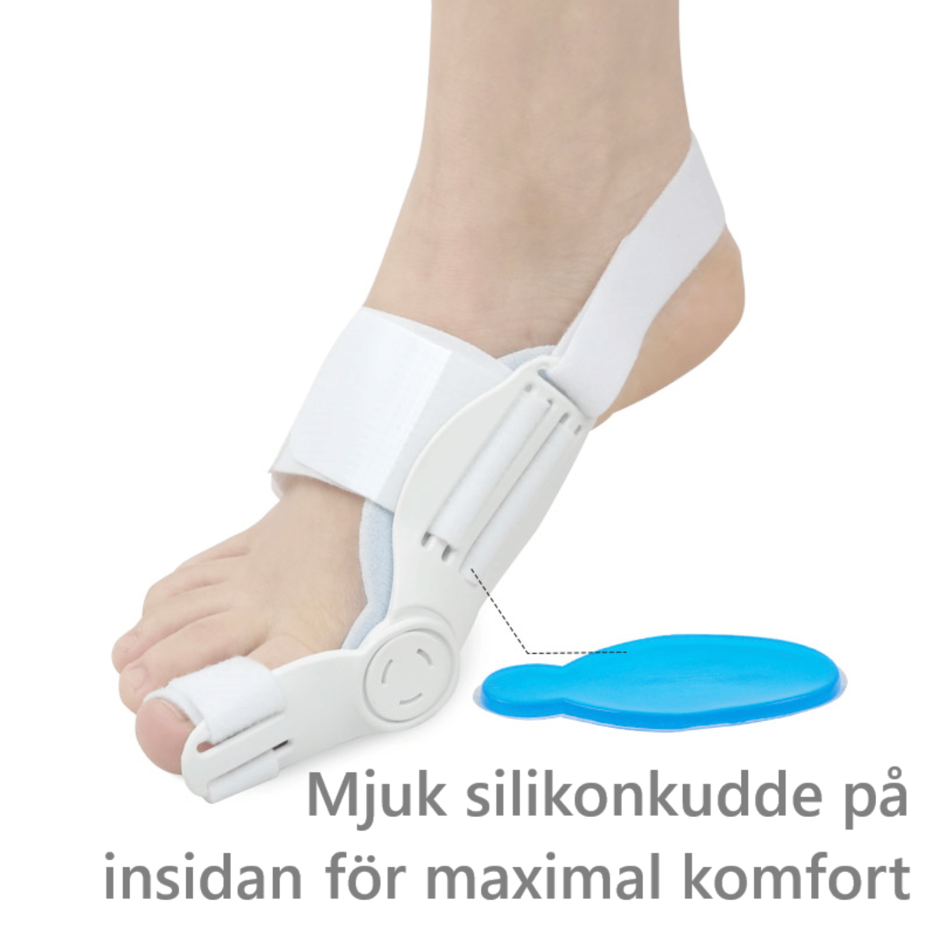 Mjukt material som ger stabil passform runt stortån